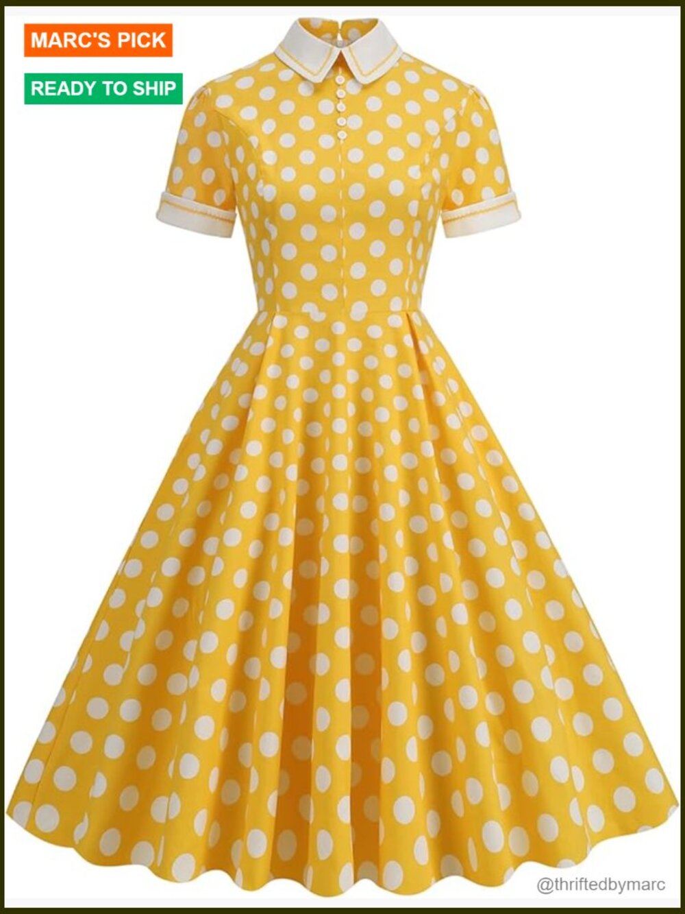 Retro Swing Dress with Peter Pan Collar, Pockets, and Belt